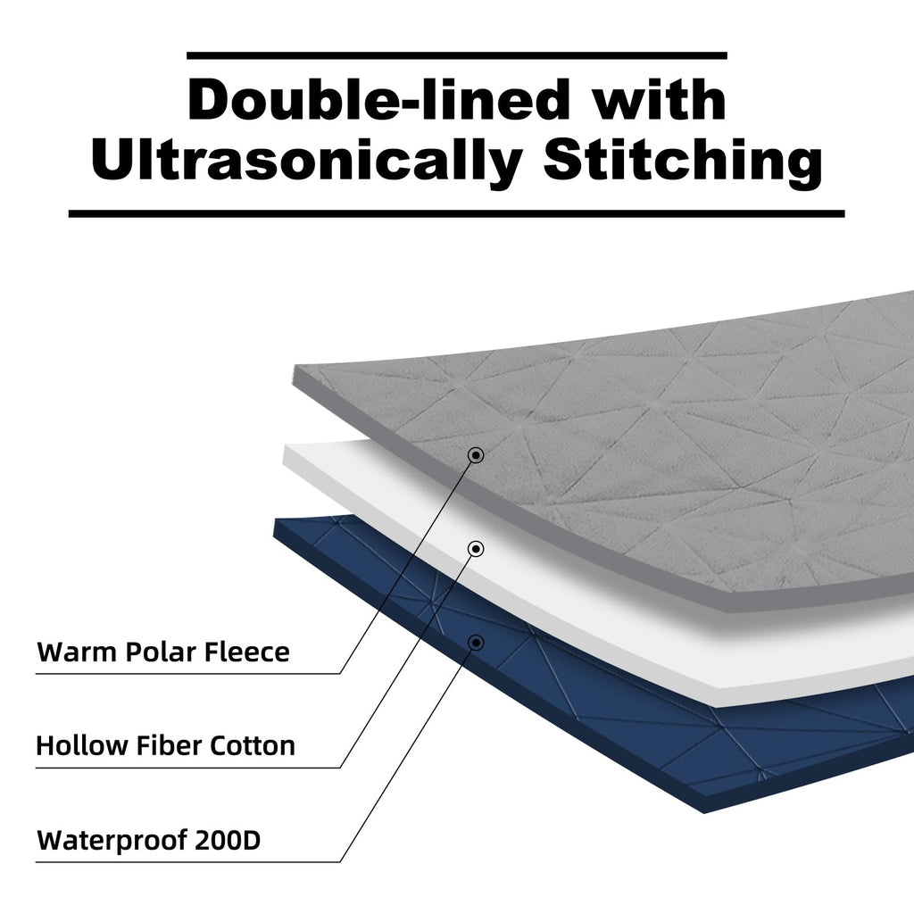 Large Outdoor Waterproof Blanket Extra Thick Fleece Stadium Blanket for Camping, Car, Pet, Picnics - Windproof, Wearable, Machine Washable 80" x 58" (Black Check)