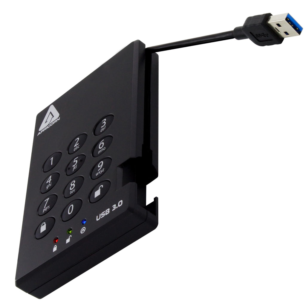 Apricorn 500GB Aegis Padlock USB 3.0 256-bit AES XTS Hardware Encrypted Portable External Hard Drive (A25-3PL256-500)