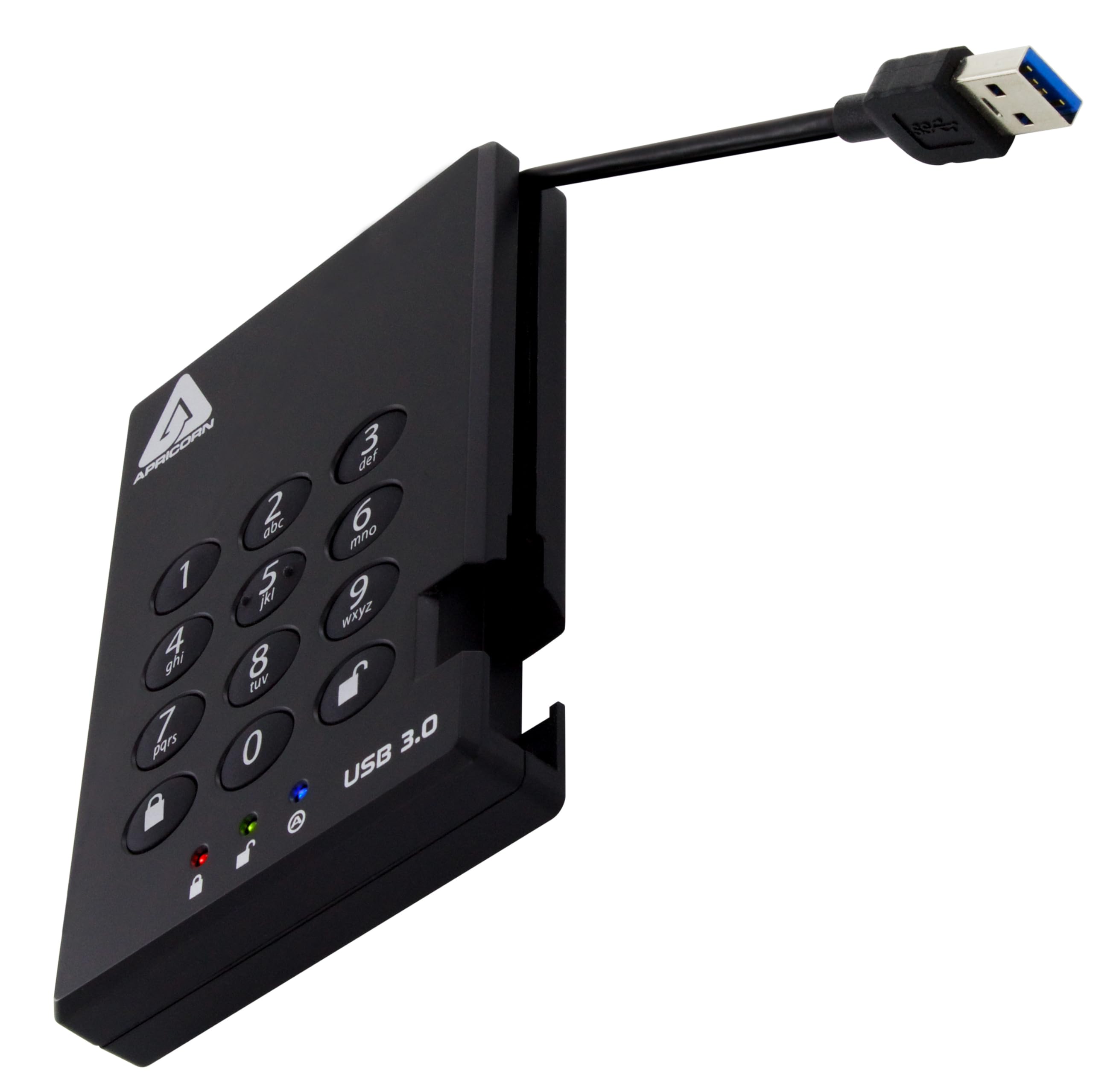 Apricorn 500GB Aegis Padlock USB 3.0 256-bit AES XTS Hardware Encrypted Portable External Hard Drive (A25-3PL256-500)