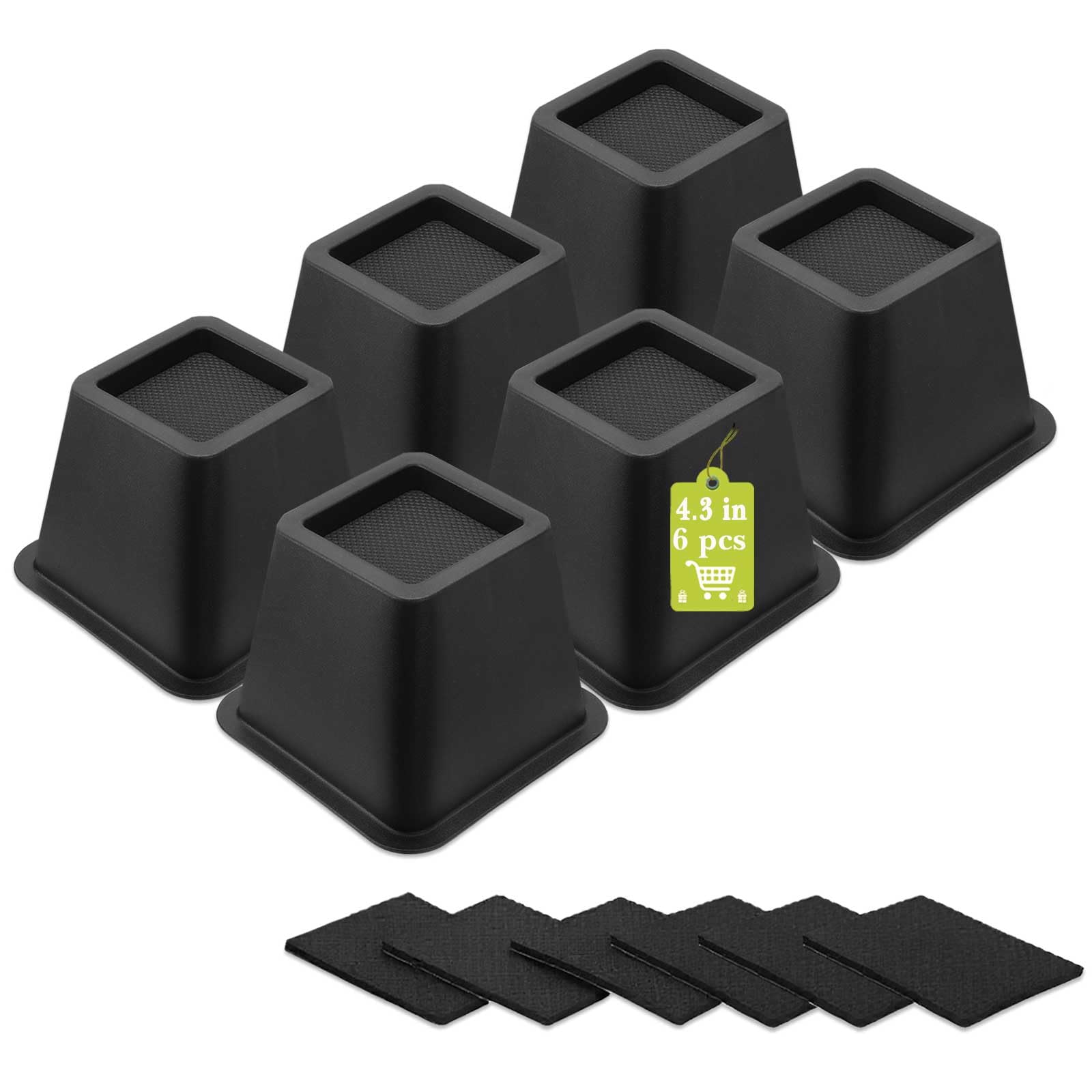 12 Pack Furniture Risers 1 Inch, Adjustable Bed Risers Heavy Duty for Table Desk Couch Chair Sofa Cabinet Bed Frame Dorm, Square Stackable Table Leg Risers Lift Height 1", 2" or 3", Black