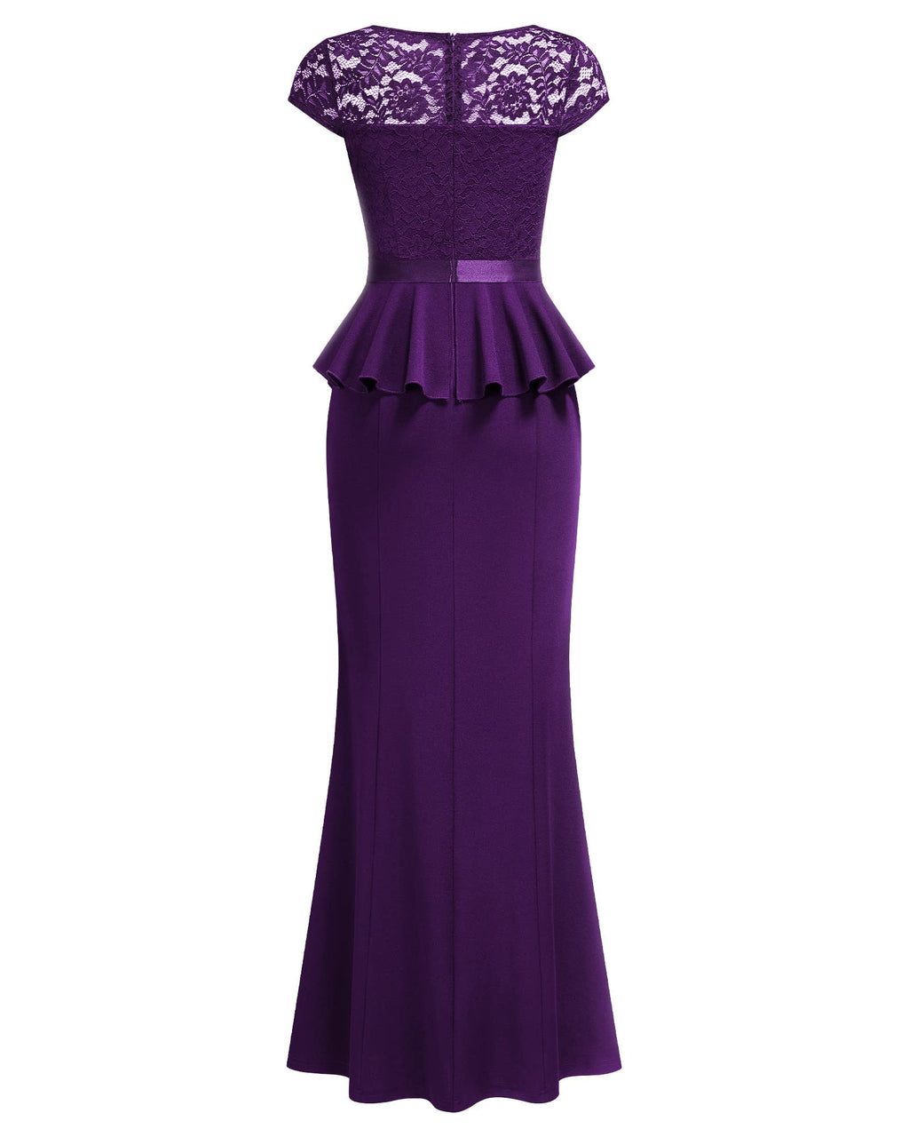 MISSMAY Women's Elegant Floral Lace Ruffle Split Cocktail Party Long Dress