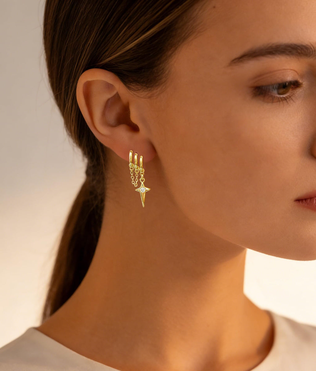 Gold Earrings for Women Trendy, Simple Dainty 14K Gold Plated Paperclip Square Chain Link Dangle Hoops Earrings Pin Stud Huggie Earrings Lightweight Hypoallergenic Minimalist Aesthetic Gold Jewelry for Christmas Gifts