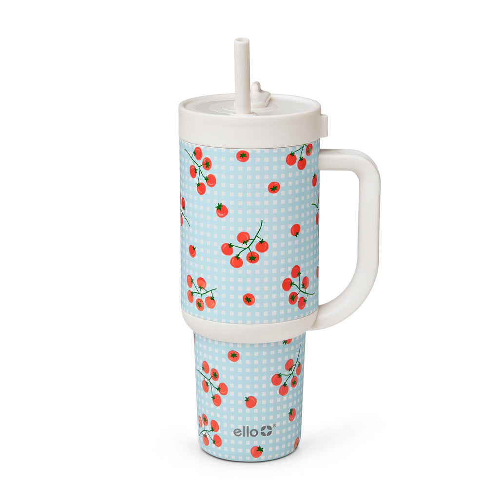 Ello Oasis 24 oz Tumbler with Handle & Retracting Straw | Reusable Insulated Stainless Steel Cup 100% Leakproof, Gifts for Teens Women Men | Keeps cold for 24 Hours, Cup Holder Friendly, Cream Tonal