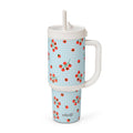 Ello Oasis 24 oz Tumbler with Handle & Retracting Straw | Reusable Insulated Stainless Steel Cup 100% Leakproof, Gifts for Teens Women Men | Keeps cold for 24 Hours, Cup Holder Friendly, Cream Tonal