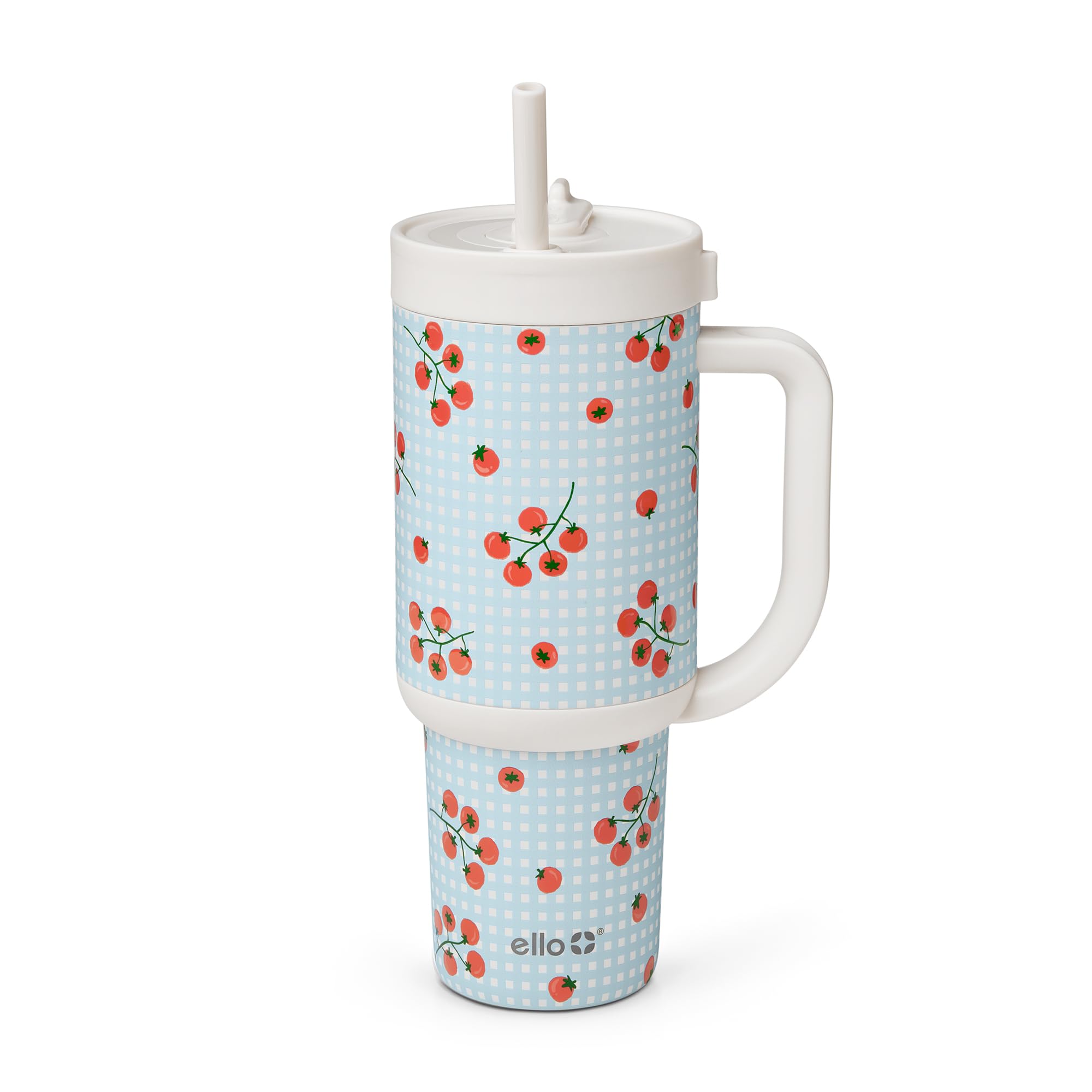 Ello Oasis 24 oz Tumbler with Handle & Retracting Straw | Reusable Insulated Stainless Steel Cup 100% Leakproof, Gifts for Teens Women Men | Keeps cold for 24 Hours, Cup Holder Friendly, Cream Tonal
