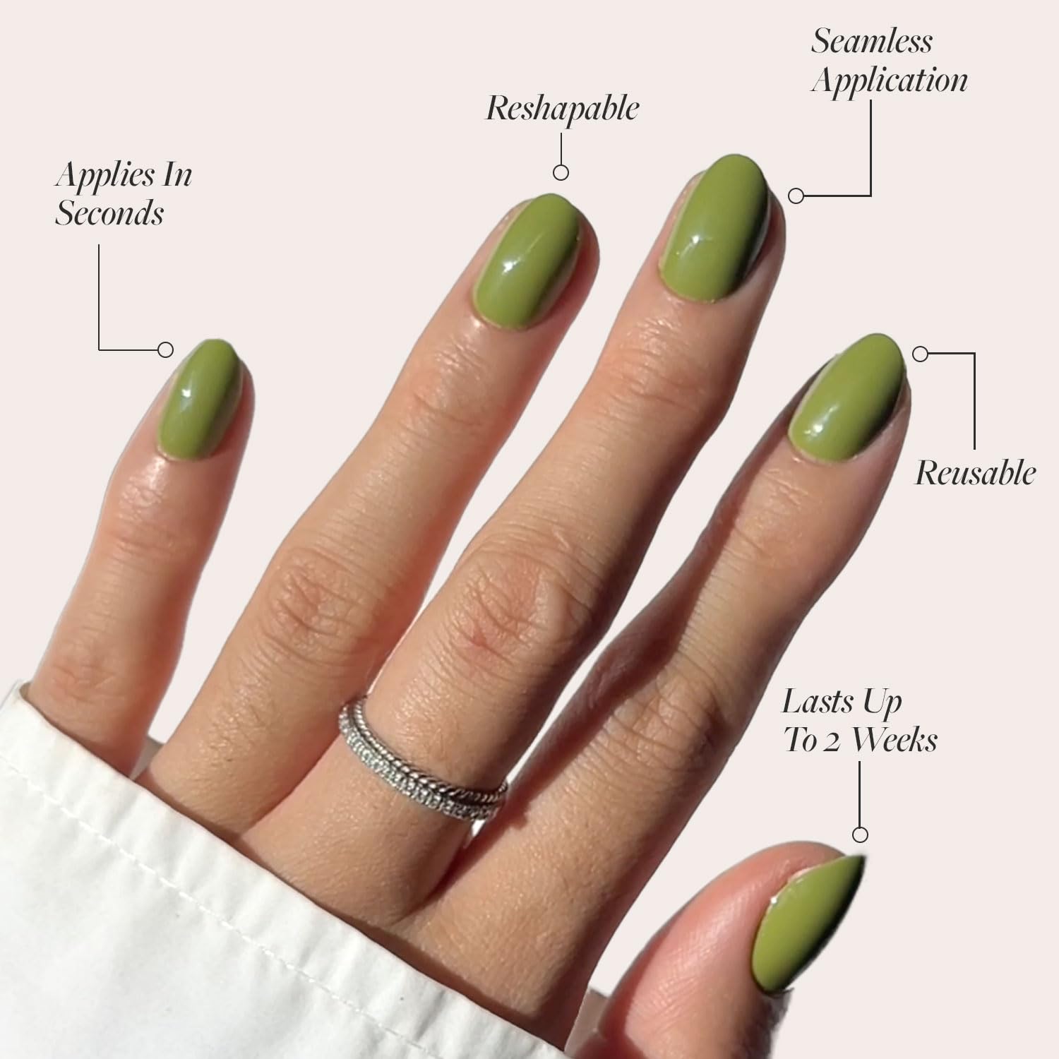 Glamnetic Press On Nails - Cashmere Blue | Opaque Soft Pale Sky Blue Short Squoval Fake Nails, Salon Quality | 15 Sizes - 30 Nail Kit