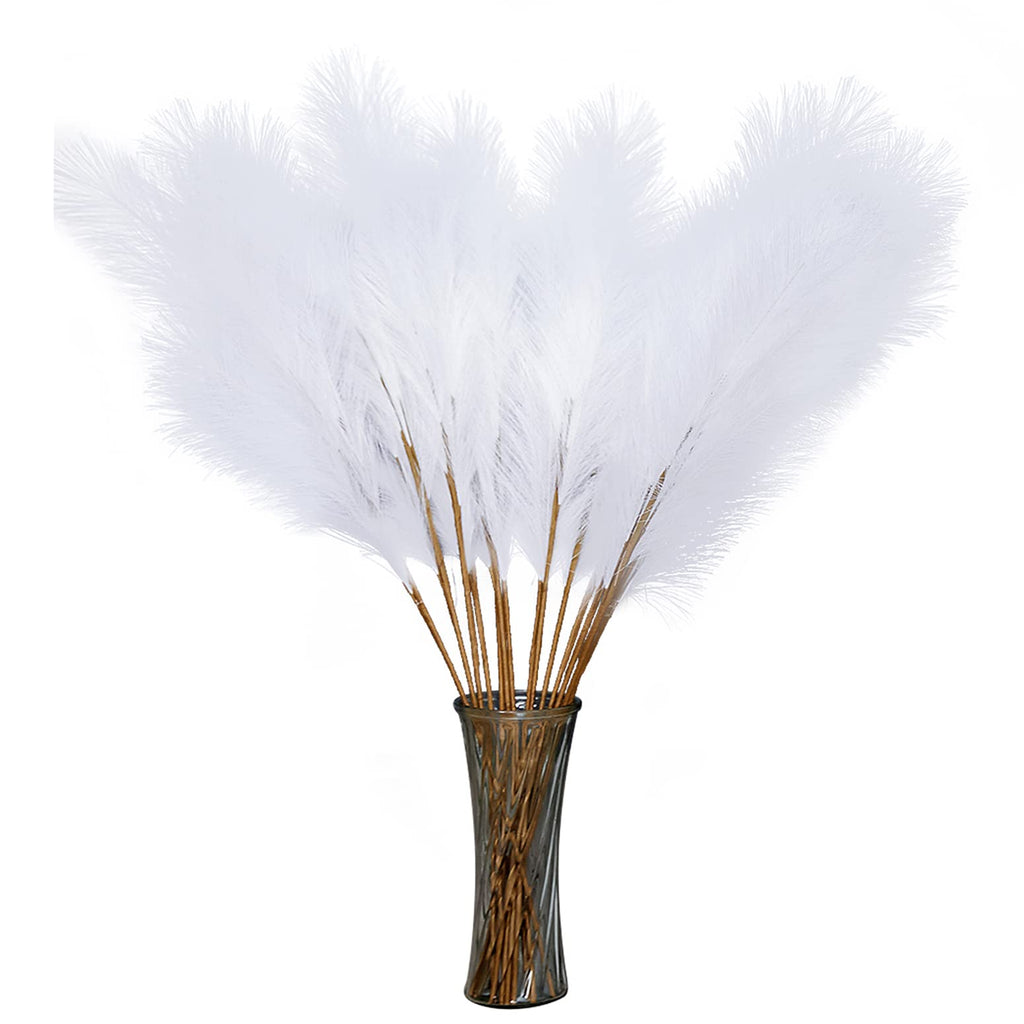 FOTEEWL 8 PCS Faux Pampas Grass Decor 38"/3.1FT Tall Fake Pompas Floral Large Artificial Pompous Grass Branches Plants for Floor Vase Filler Home Boho Decoration (Cream/Beige)