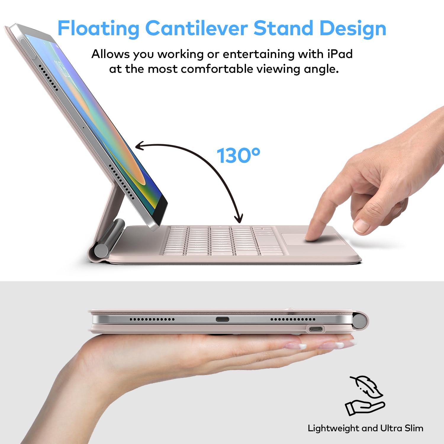 runelk Keyboard Case for iPad 10th Generation 2022 & 11th (A16, 2025) – Magic-Style Keyboard with Multi-Touch Trackpad – Floating Cantilever Stand – Magnetic Case for iPad 10.9 inch 10th / 11th Gen.