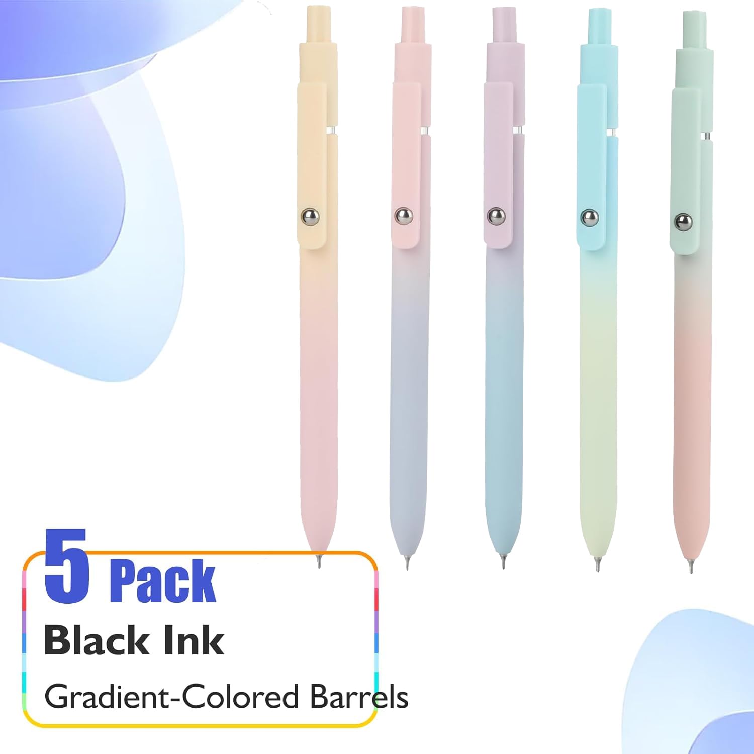 Vanhench 10Pcs Gel Pens, Black Ink Cute Pens for Trendy Stuff, Happy Birthday Gift Basket, Aesthetic Office Supplies (10PCS Gradient)