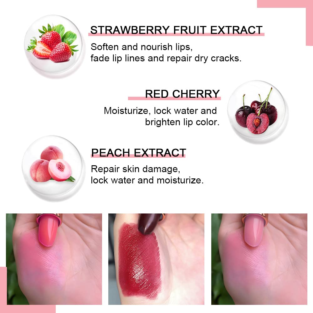 evpct 2Pcs Blueberry Tinted Lip Balms PH Lip Color Changing Lipstick Balm Stain Gift Set Queen for Women Girls Korean Mood Long Lasting Color Change Light Pink Lipstick Lip Tint Plumper Gloss