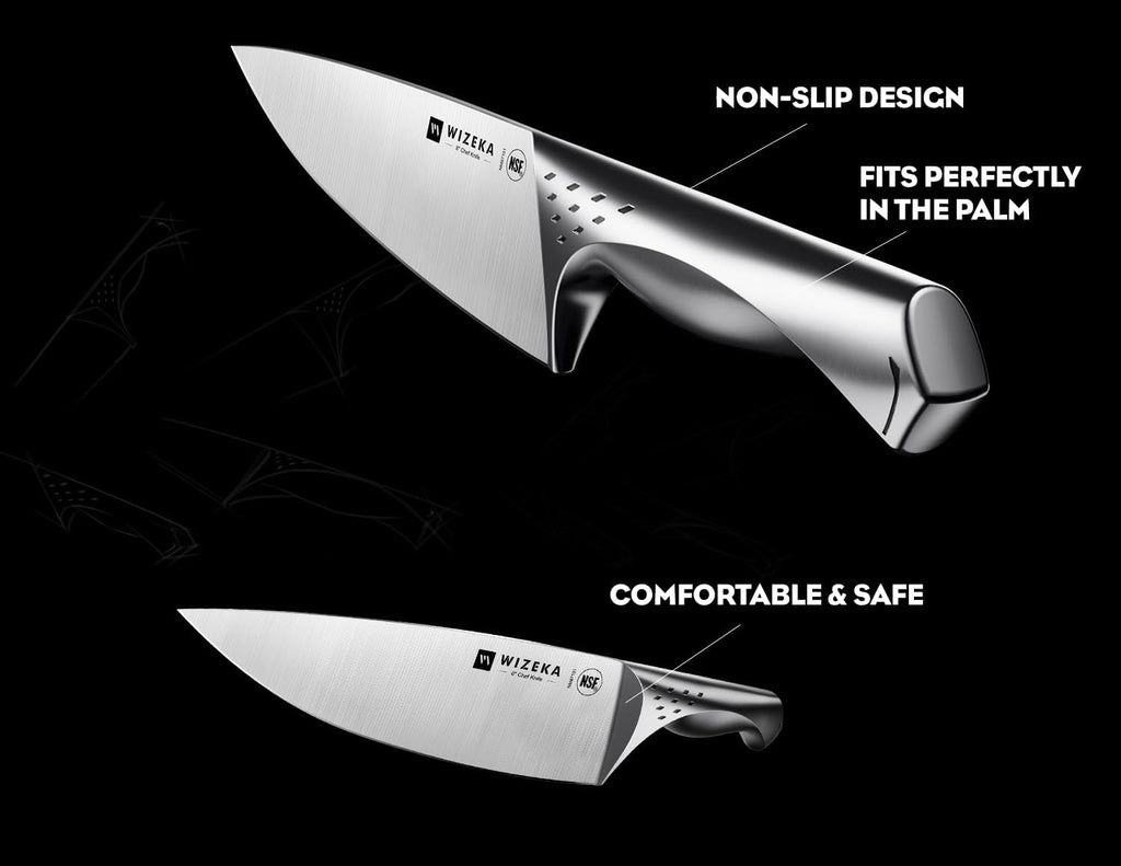 WIZEKA Kitchen Knife Set with Block: Razor Sharp 15 Pcs Professional Chef Knife Set with Knife Sharpener, Food Grade German Stainless Steel Knife Block Set, Jaguar Series