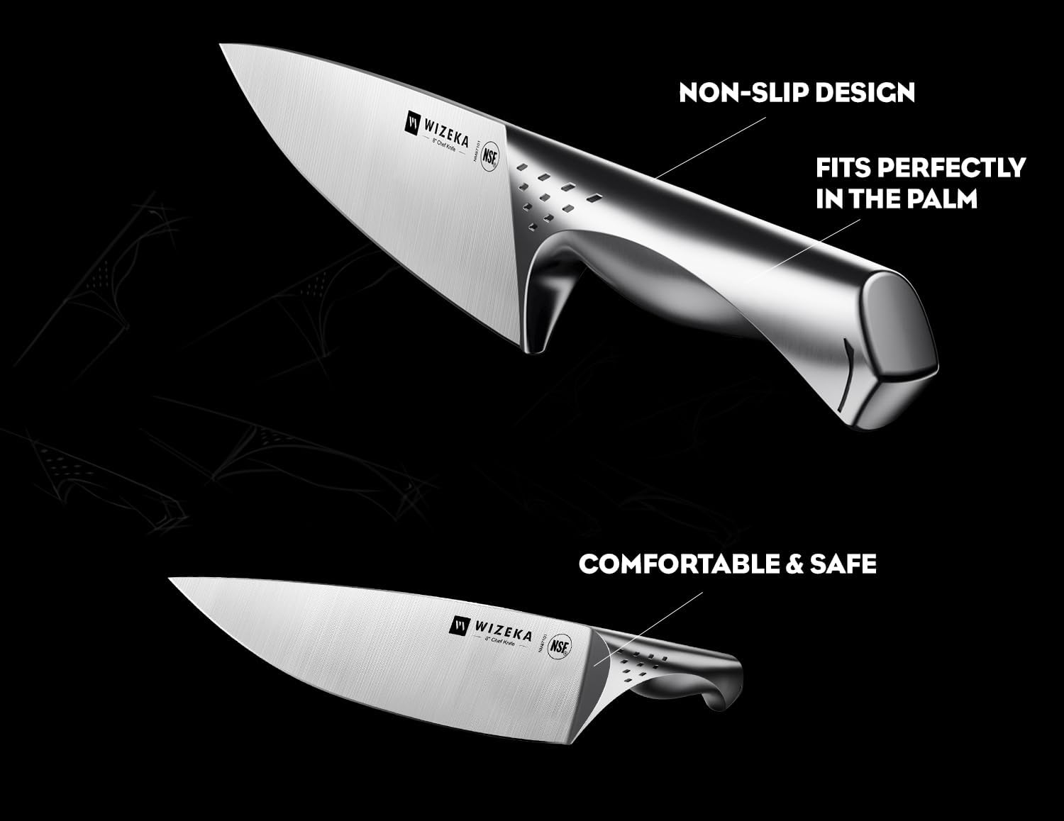 WIZEKA Kitchen Knife Set with Block: Razor Sharp 15 Pcs Professional Chef Knife Set with Knife Sharpener, Food Grade German Stainless Steel Knife Block Set, Jaguar Series
