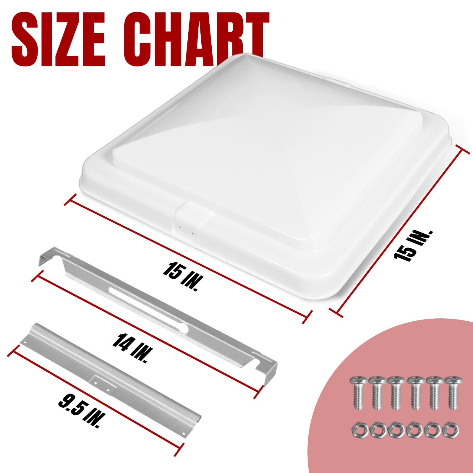 Jack Boss RV Roof Vent Cover, 14 Inch Replacement Vent Lid for Inside RV Trailer Camper Motorhome, White One Pack