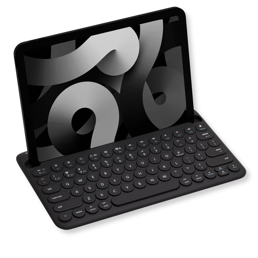 Macally Bluetooth Keyboard for Tablet | Wireless Keyboard for iPad mini/Air/Mini, iPhone (Multi-Device, Built-in Stand, Rechargeable) Easy to Use and Cute Portable
