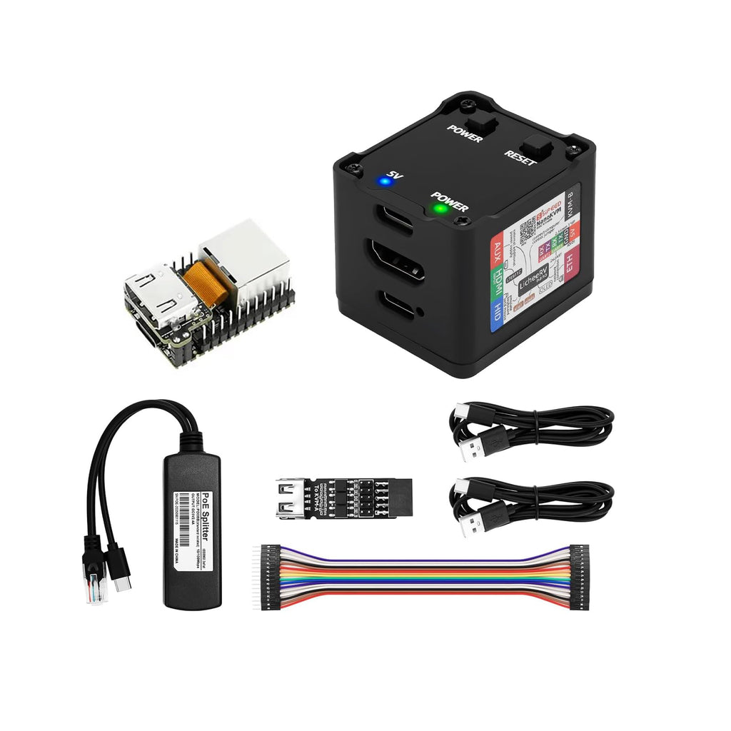 Sipeed NanoKVM IP-KVM Mini Remote Control Operations Maintenance Server, 2Gbit 256MB DDR3 RISC-V Linux Development Board, 1TOPS NPU 1GHz C906 RISC-V CPU, USB HDMI 100M Network Port (Black Full Kit)