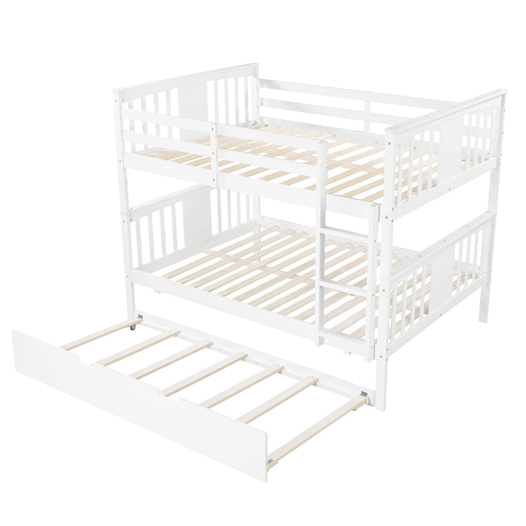 Merax Full Over Full Bunk Bed Convertible to Two Separate Beds, Solid Pine Wood Frame with Safety Guardrail & Headboard, Sturdy Durable Design, for Teens, Espresso