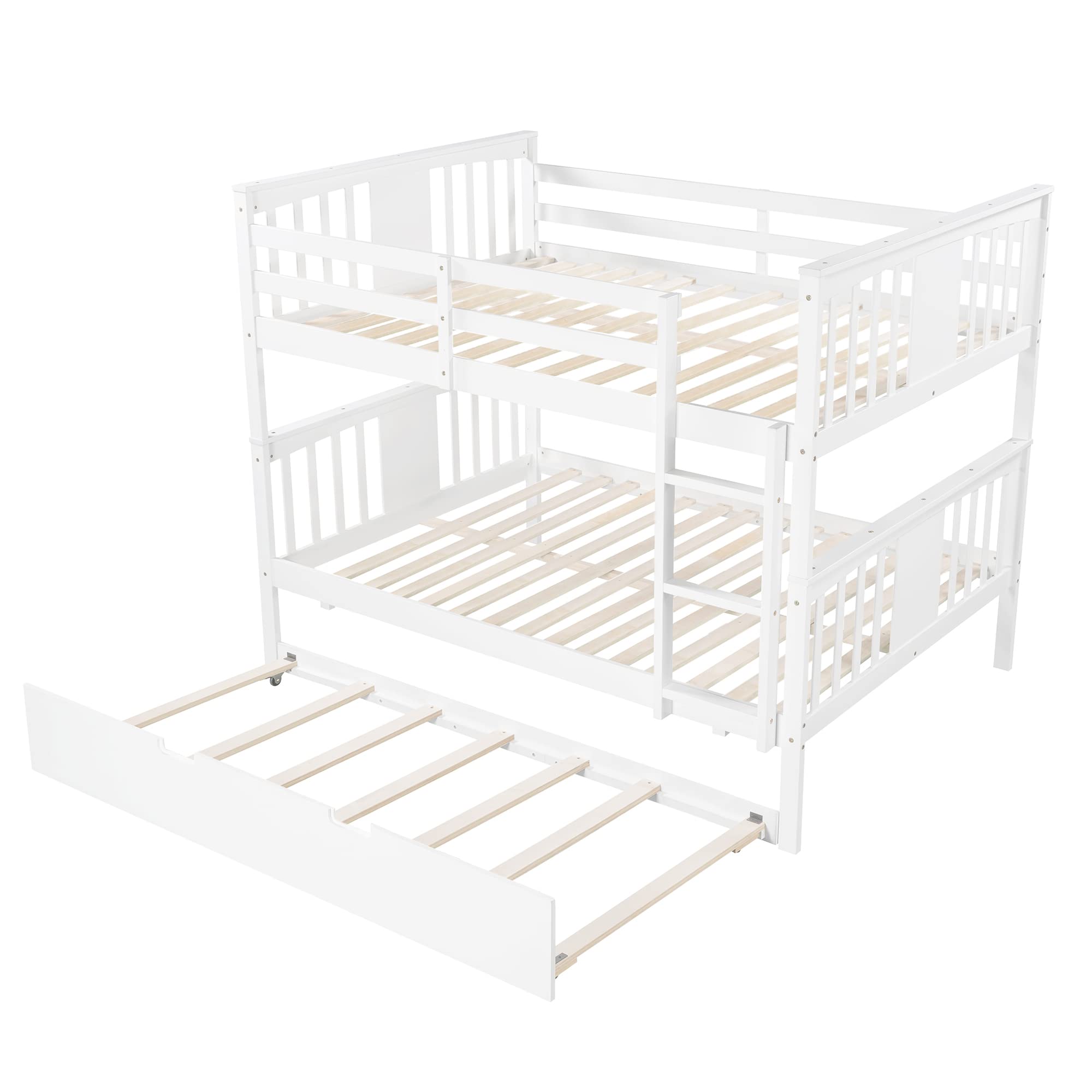 Merax Full Over Full Bunk Bed Convertible to Two Separate Beds, Solid Pine Wood Frame with Safety Guardrail & Headboard, Sturdy Durable Design, for Teens, Espresso