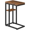 HOOBRO Foldable C Shaped End Table, C Shaped Side Table with Storage Shelf, Small Snack Table, Slide Under Couch Table for Sofa, Living Room Bedroom Small Spaces Easy Assembly, Black BK29SF01