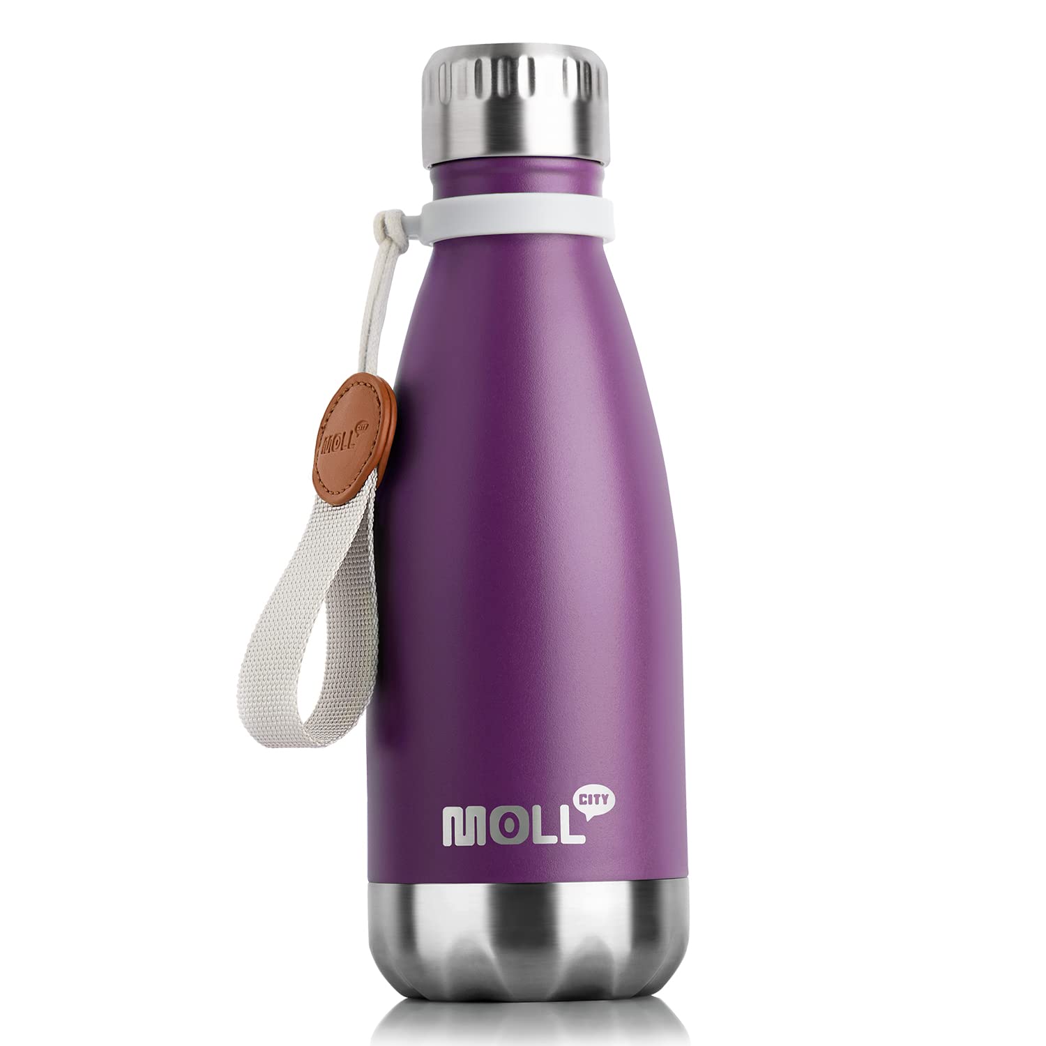 9 oz Water Bottle for Kids-Small Stainless Steel Water Bottle for School Vacuum Insulated Metal Leak Proof Cola Shape Water Flask for Boys Girls(Baby Blue)