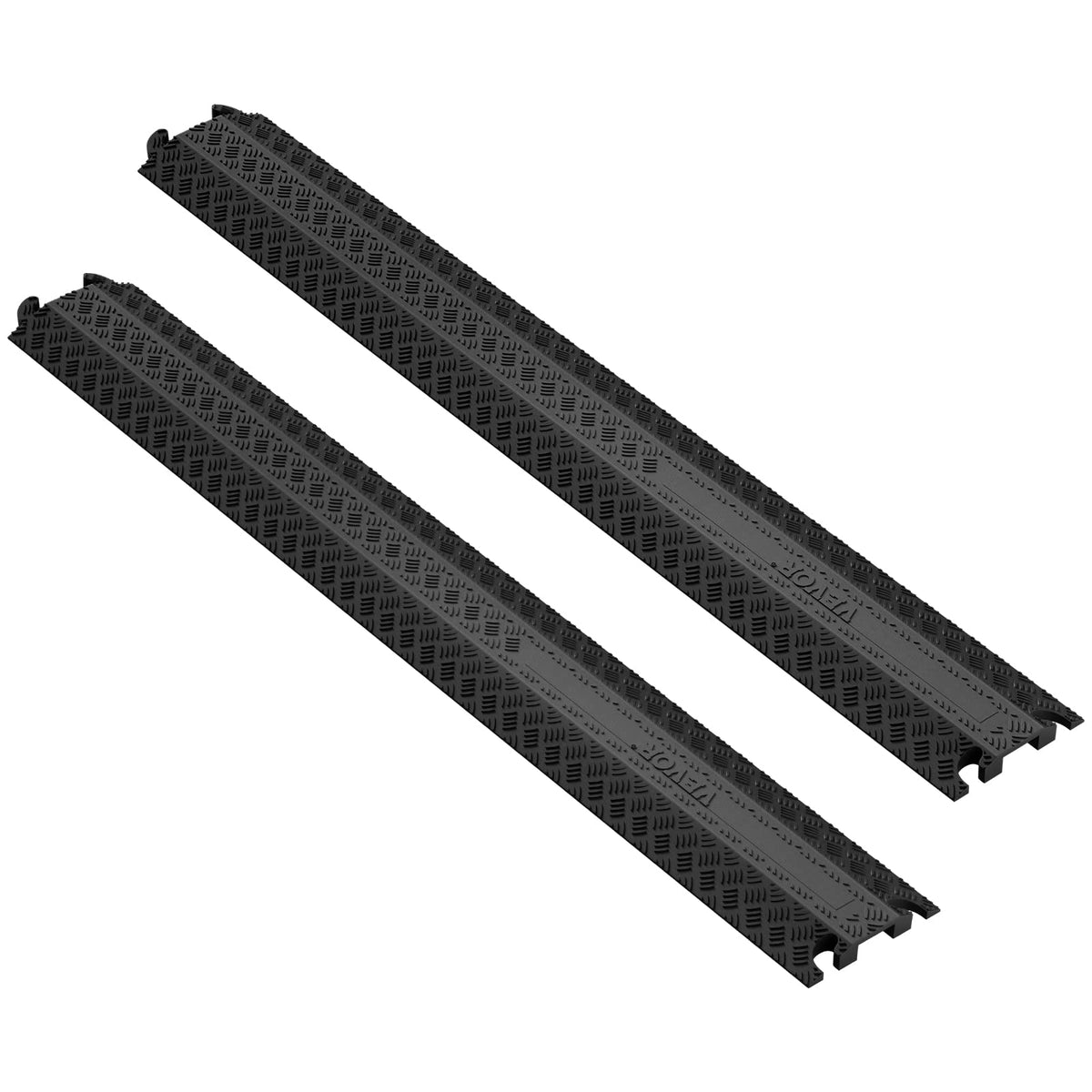 VEVOR 1 Pack Drop Over Cable Cover, 2 Channel Heavy Duty Cable Hose Protector Ramp, 38.3'' Floor Cord Cover, 17,500 lbs/Axle Load Capacity, for Traffic Areas, Indoor, Outdoor, Home, Office, Warehouse