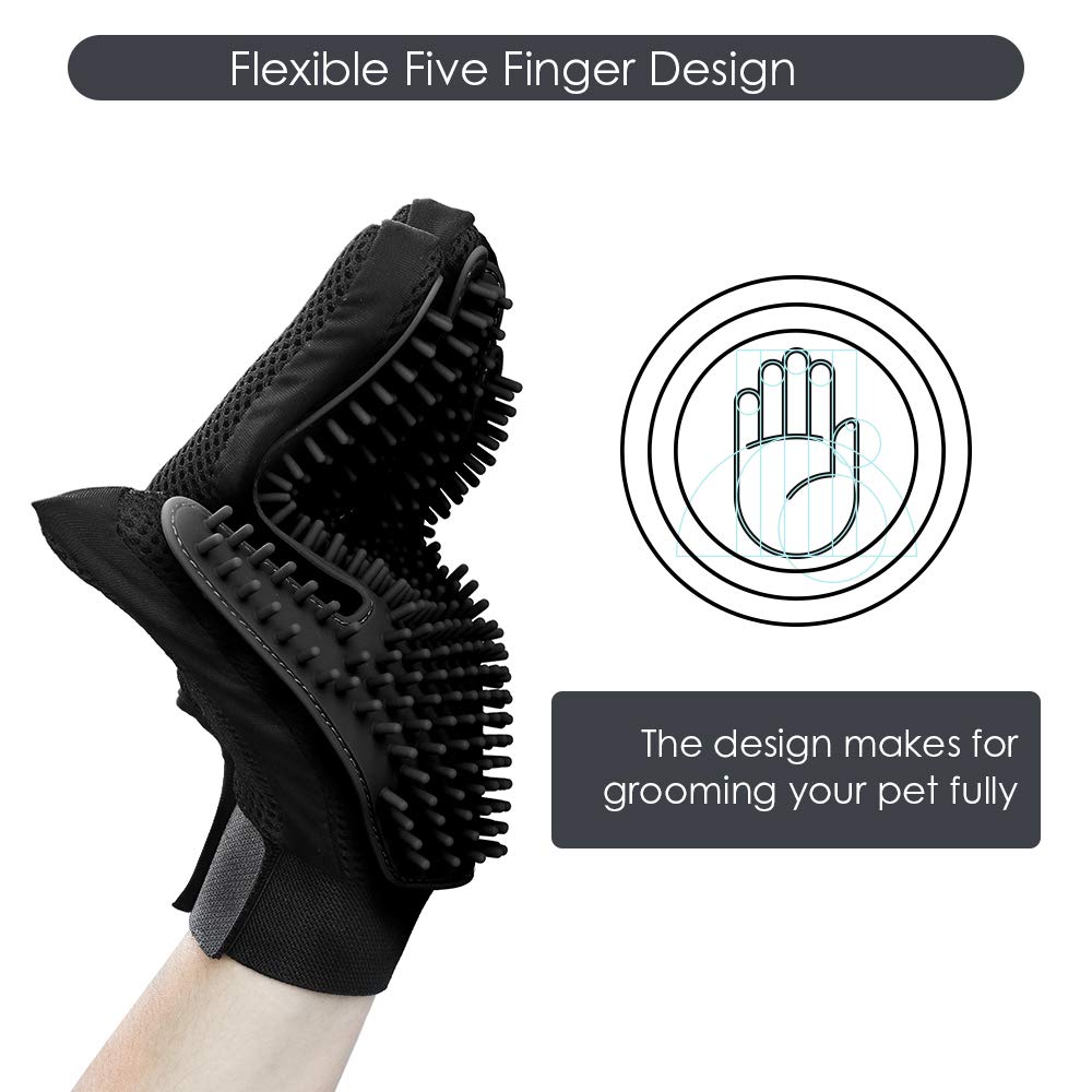 Upgrade Efficient Pet Hair Remover Gloves - Gentle Shedding Brushes for Dogs, Cats & Horses with Long and Short Hair - 1 Pair (Blue)