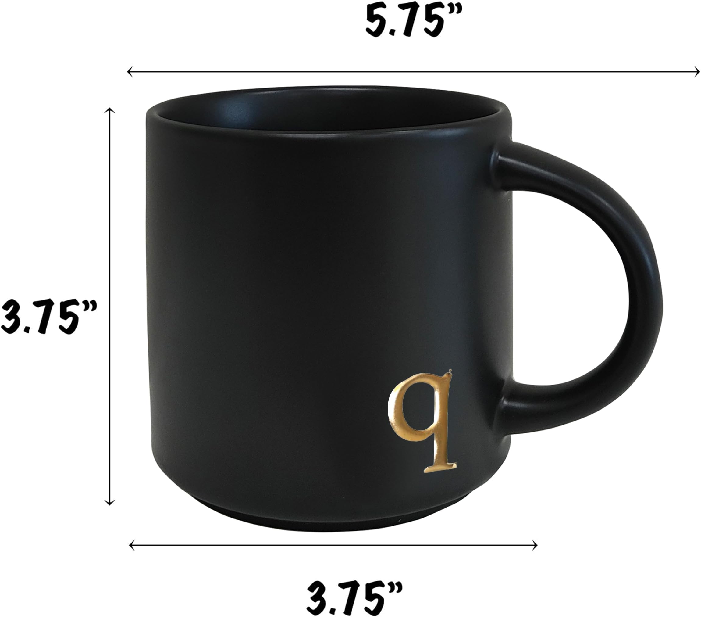 COLLECTIVE HOME - Black Monogram Ceramic Mugs, 15 oz Golden Initial Coffee Cups, Elegant Alphabet Tea Mugs, Personalized Halloween Mug with Gift Box, Perfect for Office and Home Décor (a)