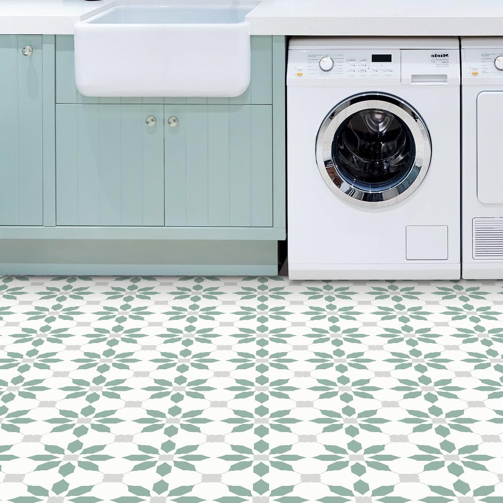 MORCART Peel and Stick Floor Tile, Self-Adhesive DIY Vinyl Flooring, Removable and Waterproof Tile Sticker for Bathroom, Kitchen, Wall, Bedroom, Stairs (20PCS,7.87" x 7.87",Aqua Blue)