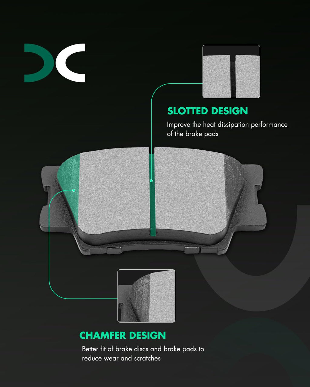 SCITOO D815 D905 Front Rear Ceramic Brake Pads Sets Fit For INFINITI For G35 2003-2005,For Nissan For 350Z 2003-2005 | For Altima 2007-2013 | For Juke 2011-2017 | For Sentra 2007-2012