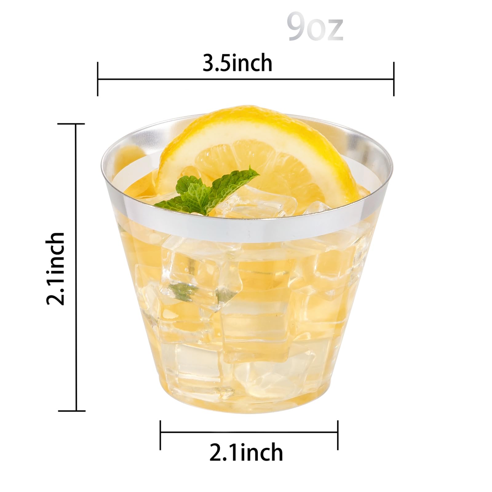 Nervure 120PCS Gold Plastic Cups - 10Oz Gold Rim Plastic Cups - Heavy Duty Disposable Cups - Clear Cup with Gold Rim for Weddings, Birthdays, Gatherings and Party