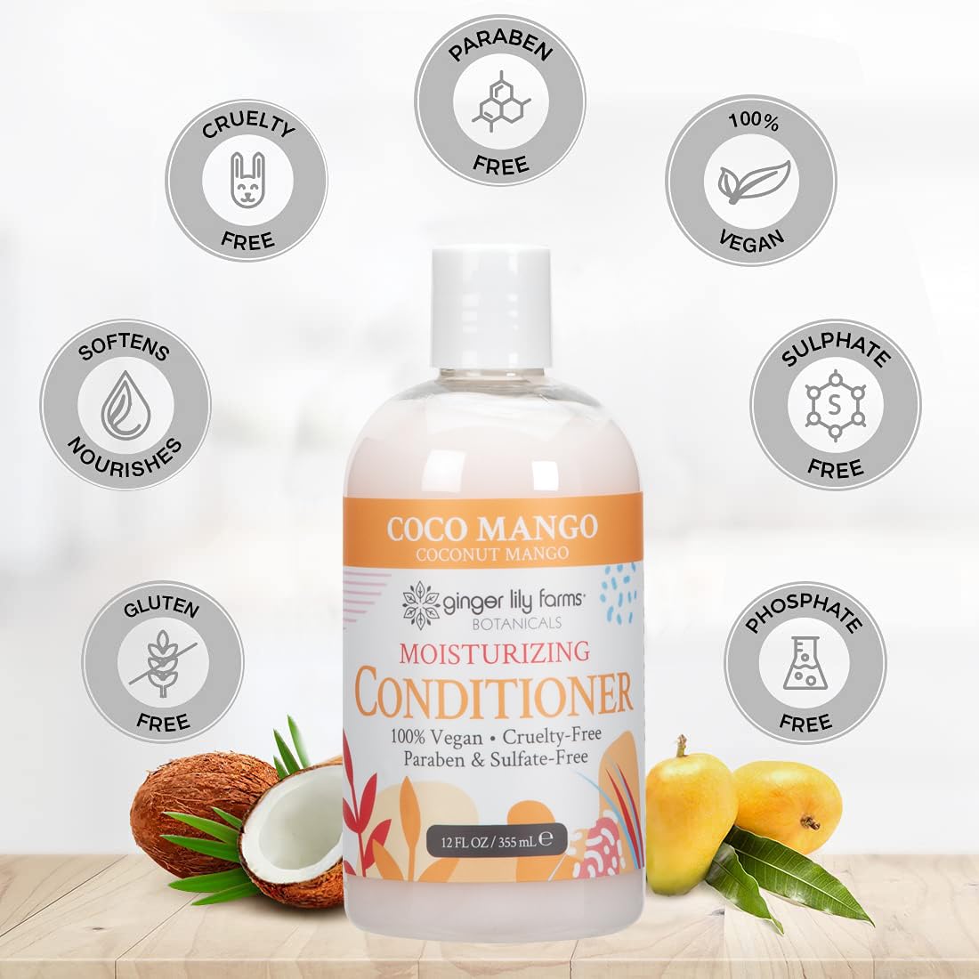 Ginger Lily Farms Botanicals Moisturizing Conditioner for Dry Hair, 100% Vegan & Cruelty-Free, Apple Pear Scent, 1 Gallon Refill (128 fl oz)