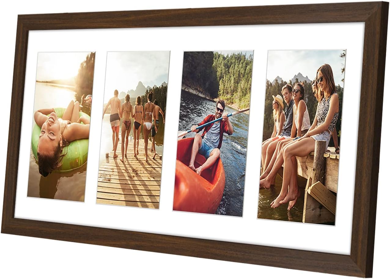 Americanflat 4x6 Double Picture Frame with Shatter-Resistant Glass - Fits Two 4x6 Photos or use as One 6x14 Frame - Signature Collection - Collage Frames for Tabletop and Wall Display - Black
