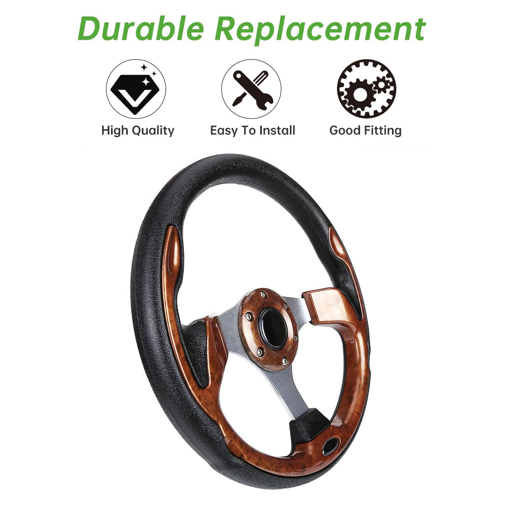 10L0L Golf Cart Steering Wheel, 13' Universal Fit for EZGO TXT/RXV, Club Car DS/Precedent, Yamaha G2-G29 (Carbon Black)