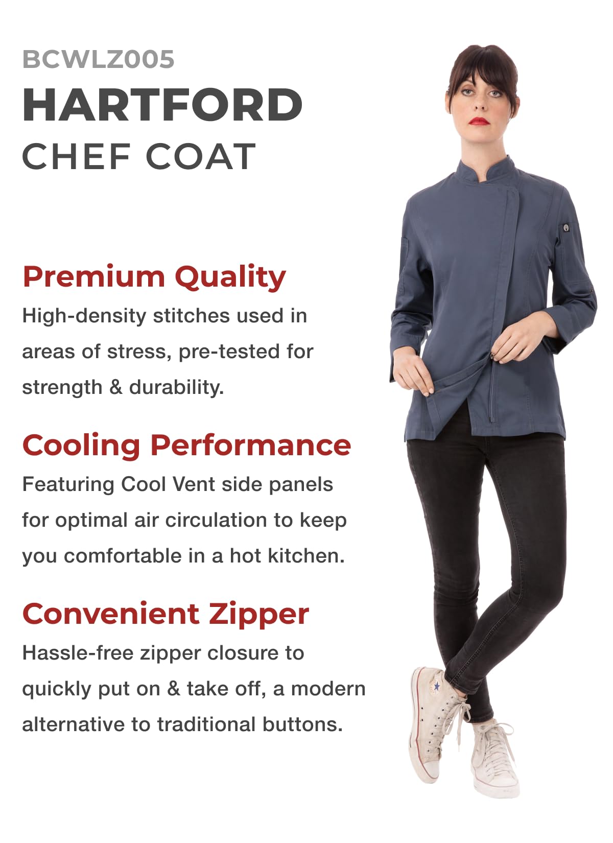Chef Works Women's Hartford Cool Vent Chef Coat