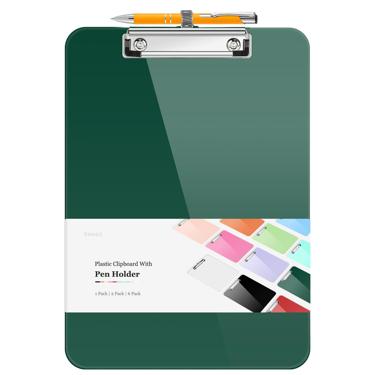 Sooez Plastic Clipboard with Pen Holder, [10% Thicker] Clip Boards 8.5x11 with Low Profile Clip, Cute Hanging Clipboard, Standard Letter Size A4 for Women Teacher, Office & School Supplies, Black