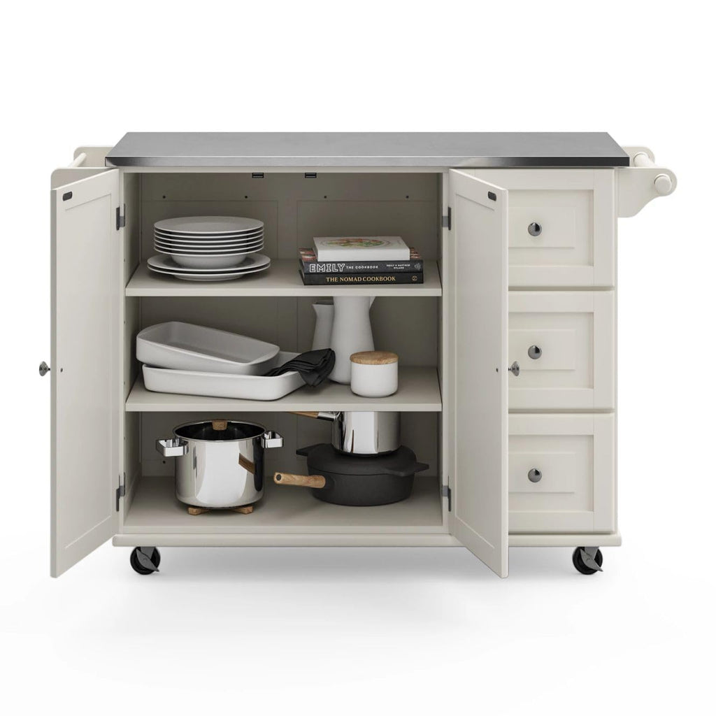 Homestyles Mobile Kitchen Island Cart with Stainless Steel Top, Blue