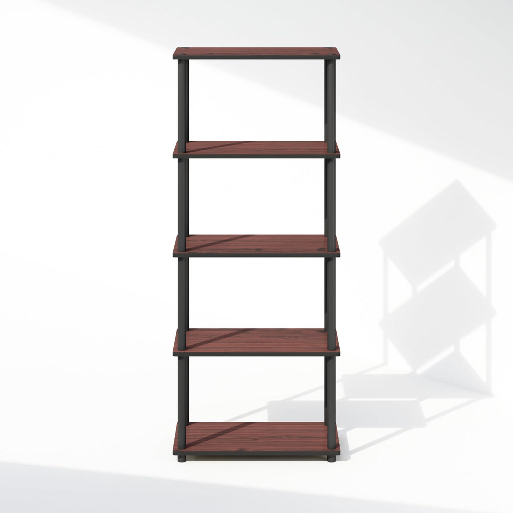 Furinno Turn-N-Tube Book Shelf, 4-Tier Bookshelf, Bookcase with Multipurpose Compact Display Rack, 11.6 x 23.6 x 43.2, for Living Room, Bedroom, Home Office, Americano/Black