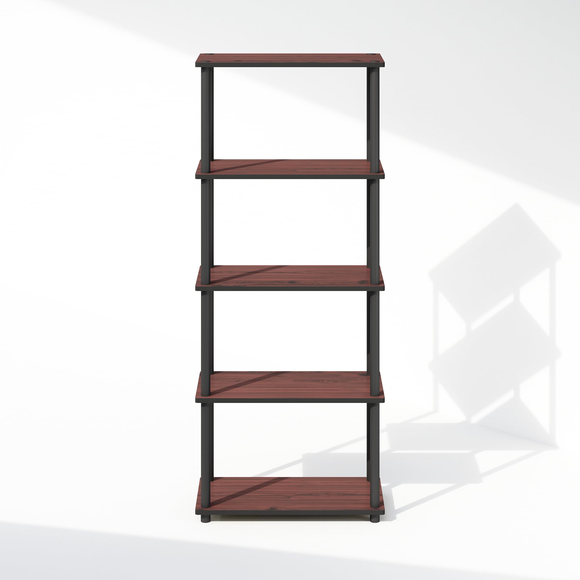 Furinno Turn-N-Tube Book Shelf, 4-Tier Bookshelf, Bookcase with Multipurpose Compact Display Rack, 11.6 x 23.6 x 43.2, for Living Room, Bedroom, Home Office, Americano/Black