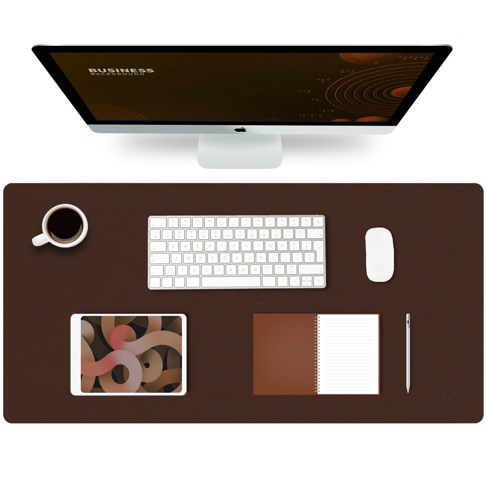 K KNODEL Small Office Leather Desk Mat, Mouse and Keyboard Pad, Computer and Laptop Mat, Desktop Protector and Cover, Writing Pad and Blotter (23.6"x13.8", Black)