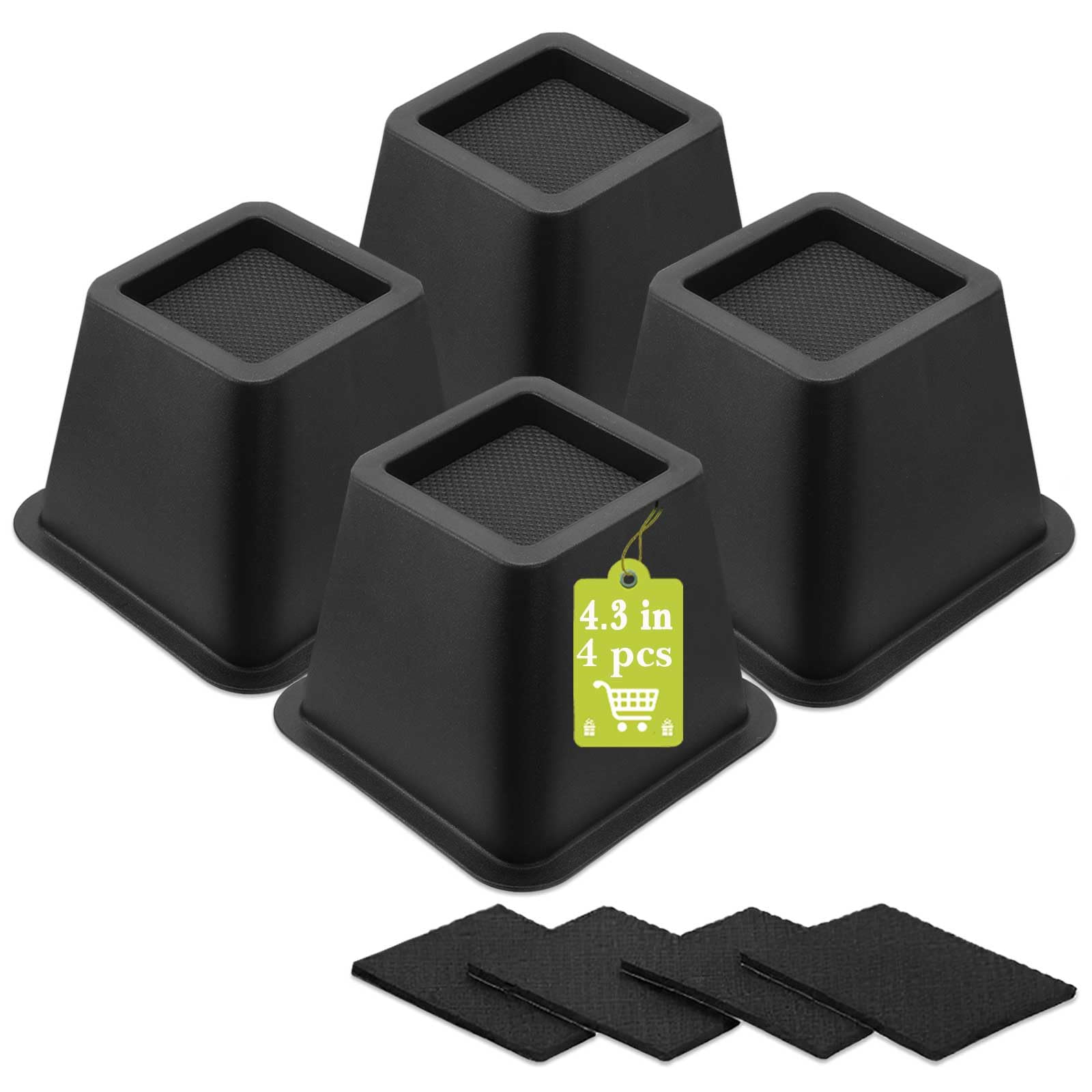 12 Pack Furniture Risers 1 Inch, Adjustable Bed Risers Heavy Duty for Table Desk Couch Chair Sofa Cabinet Bed Frame Dorm, Square Stackable Table Leg Risers Lift Height 1", 2" or 3", Black