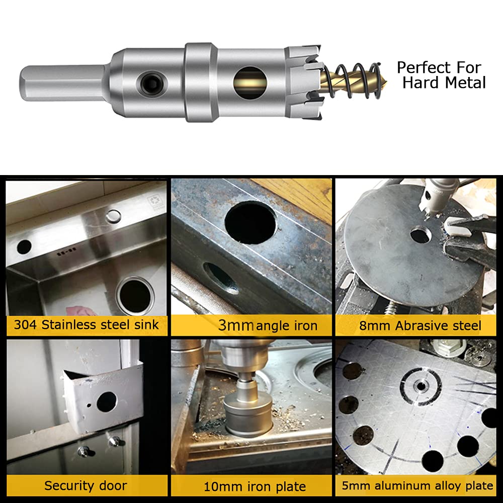 ASNOMY 12PCS TCT Hole Saw Kit for Hard Metal, 5/8"-2-1/8" Inch Tungsten Carbide Tipped Hole Cutter Set with Titanium-Plated Pilot Drill bit for Metal, Stainless Steel, Iron, Wood, Plastic