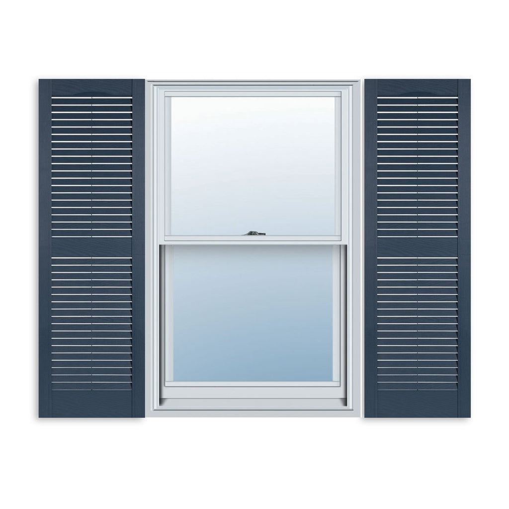 Exterior Solutions Standard Louver Exterior Vinyl Window Shutters, Black (Pair), 15 Inch x 35 Inch