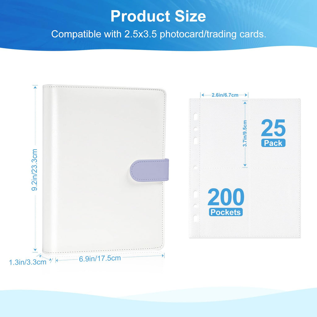 A5 Kpop Photocard Binder with 30 Pack 4-Pocket Card Pages, 6 Ring A5 Binder Card Collector Album with 240 Card Slots,PU Leather Binder Cover with Magnetic Buckle Closure for Organizing Trading Card