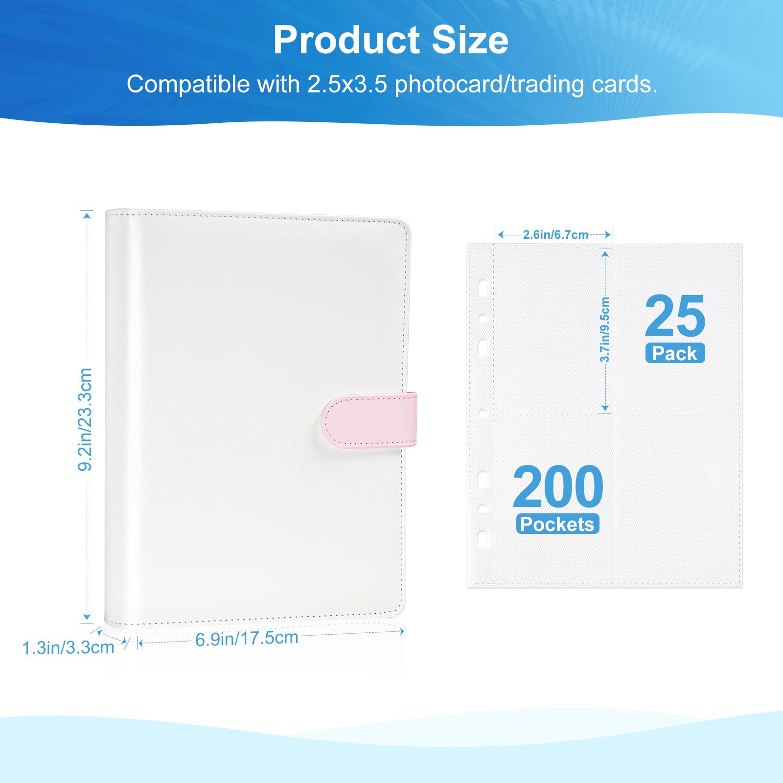 A5 Kpop Photocard Binder with 30 Pack 4-Pocket Card Pages, 6 Ring A5 Binder Card Collector Album with 240 Card Slots,PU Leather Binder Cover with Magnetic Buckle Closure for Organizing Trading Card