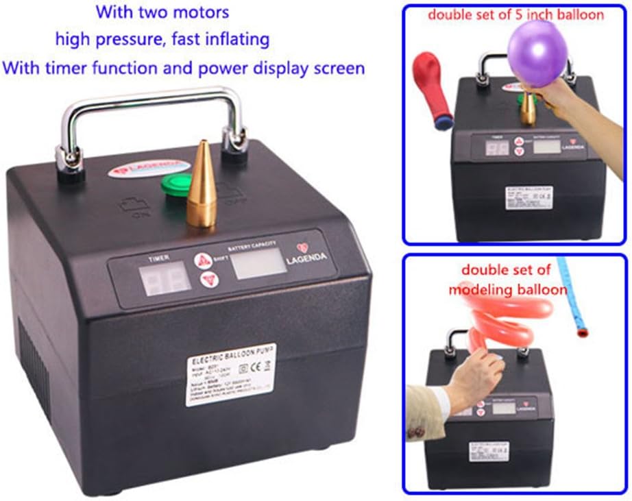 Lagenda Portable Electric Balloon Pump Professional Automatic Modeling Balloon Inflator Electric Balloon Blower Pump with Timer Battery for Party Events Decoration
