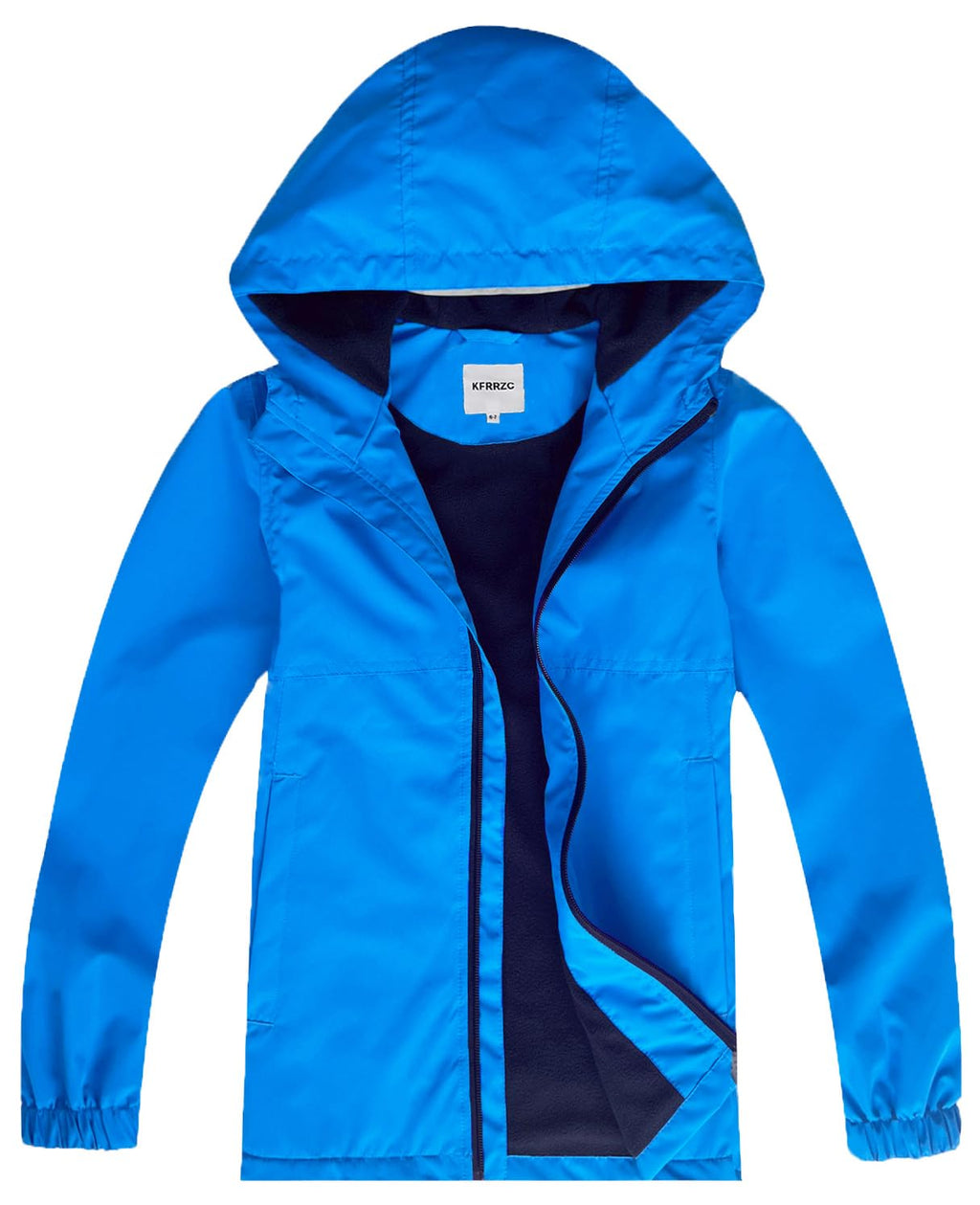 Boys Girls Rain Jackets Waterproof Hooded Fleece Raincoats Lightweight Windbreakers for Kids