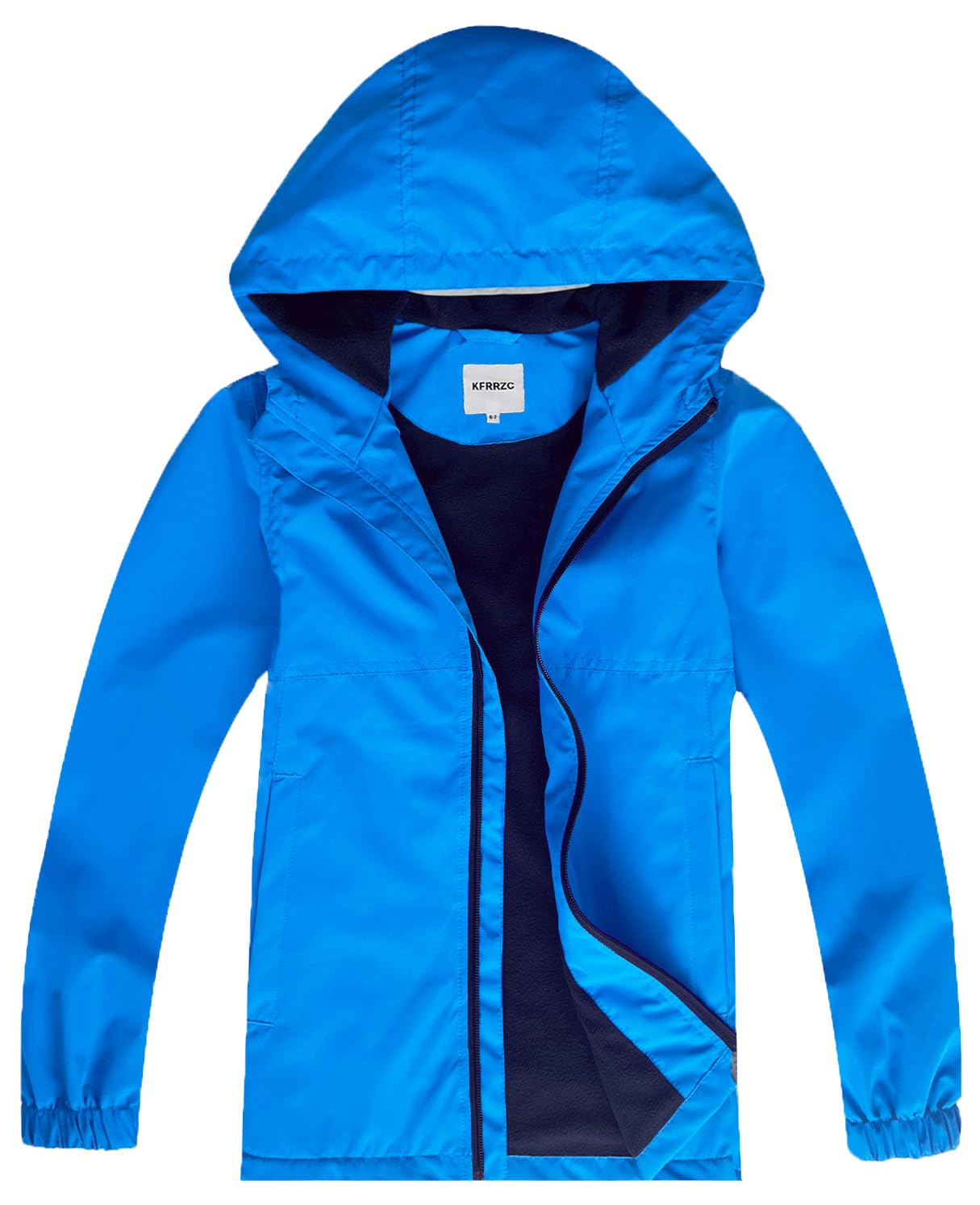 Boys Girls Rain Jackets Waterproof Hooded Fleece Raincoats Lightweight Windbreakers for Kids
