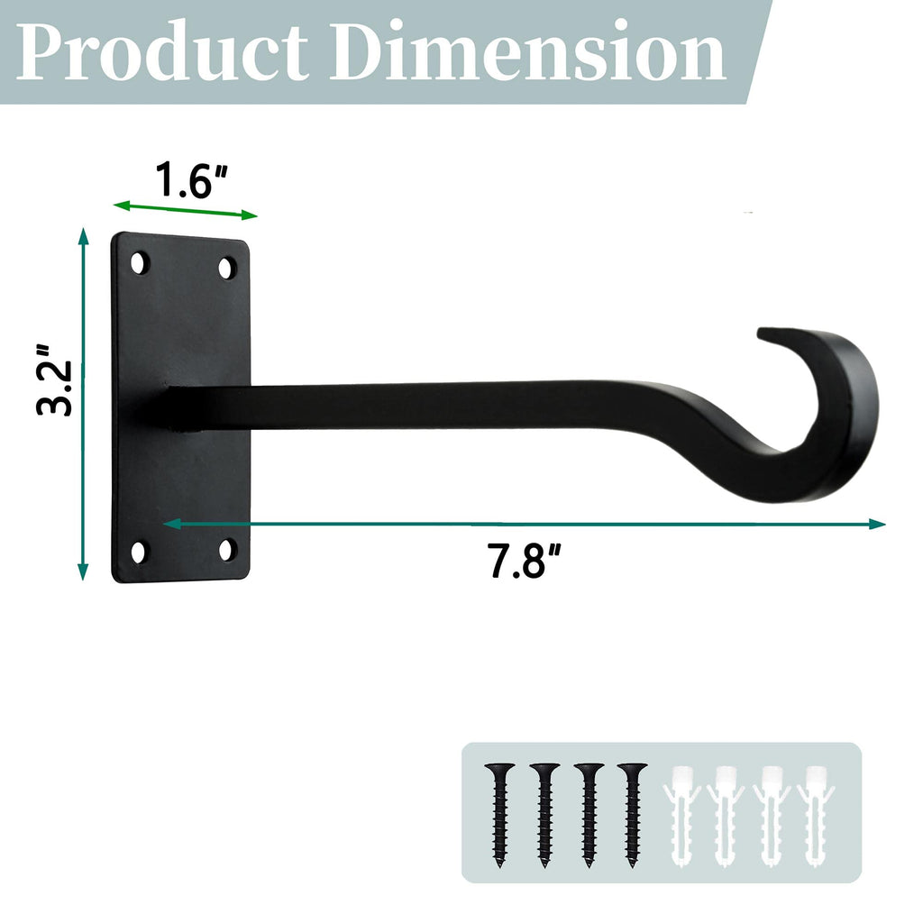 Qiang Ni Heavy-Duty Plant Hanger - 16 Inch 80lbs Metal Wall Mount Plant Bracket for Indoor Outdoor Hanging Bird Feeders, Flower Baskets, Lanterns