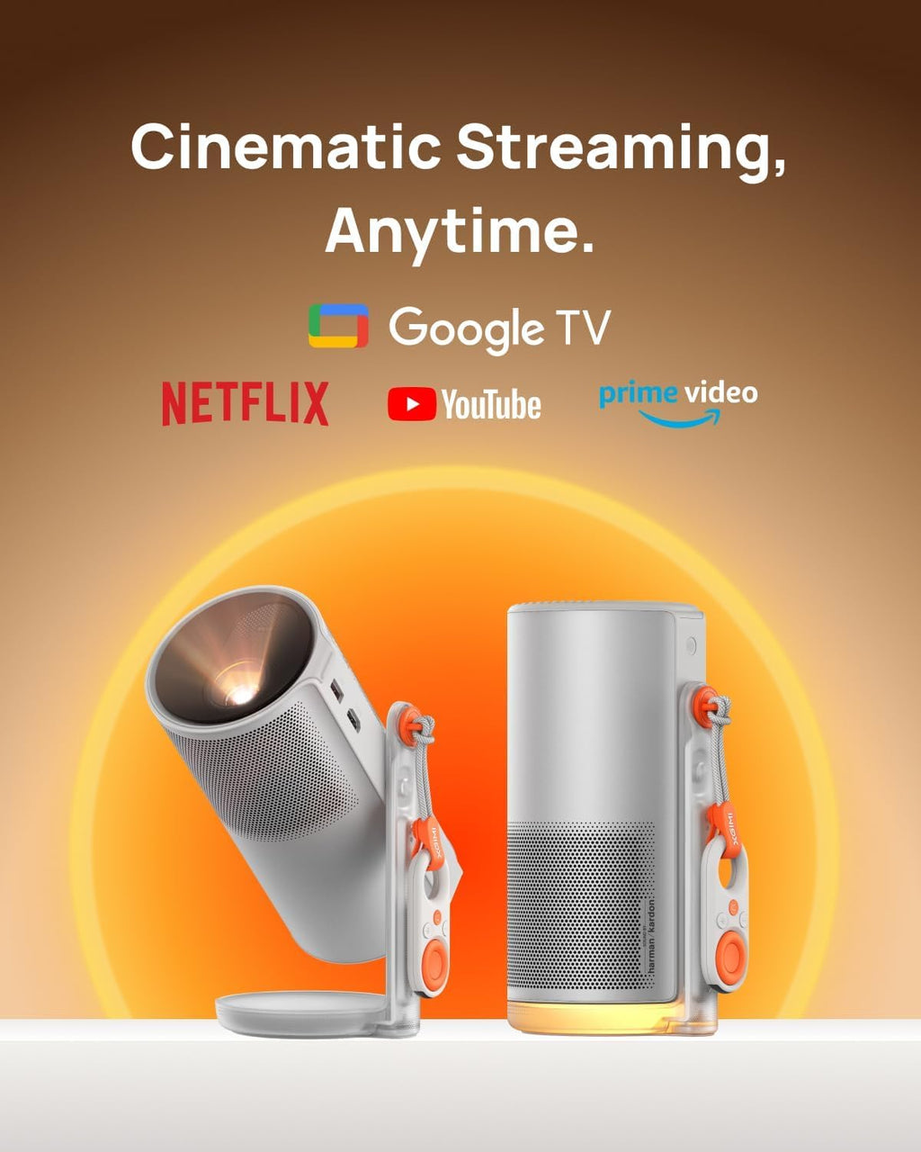 XGIMI MoGo 4 Laser Projector Collection, 550 ISO Lumens, Google TV , Official Netflix, 5h Battery Life – All-in-One Home & Outdoor Cinema Kit with PowerBase Stand, 70" Screen, 4 Filters& Carry Case | 550 ISO Lumens, Google TV , Official Netflix, 5h Batter