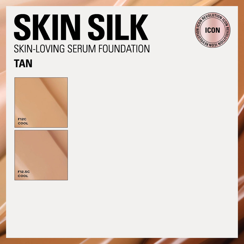 Revolution Skin Silk Radiant Satin Serum Foundation, Buildable Coverage with Hydrating Hyaluronic Acid for a Natural Finish, Vegan & Cruelty-Free, F0.5C Fair Skin Tones, 0.77 fl oz