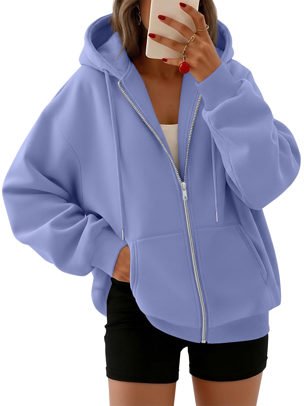 Trendy Queen Womens Zip Up Hoodies 2026 Oversized Sweatshirt